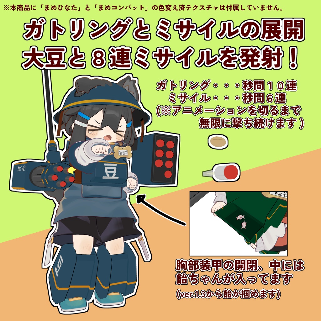 【まめフレンズ対応】まめコンバット(ガトリング、ミサイル武装キット)ver.1.6