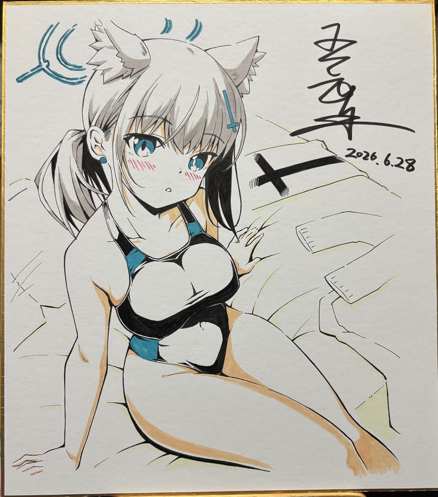 直筆色紙　シロコ(競泳水着ver)
