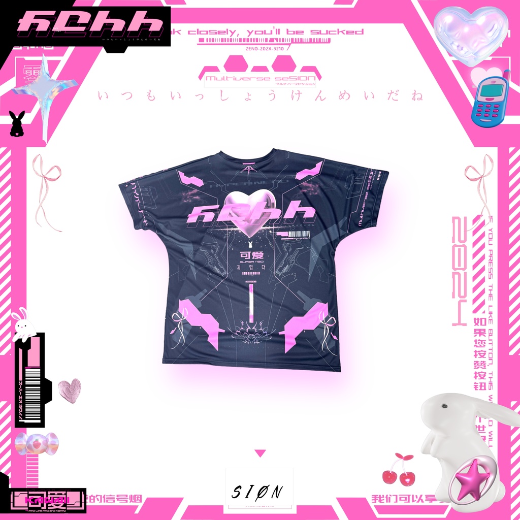 kawaii-フルグラフィックシャツ ブラック