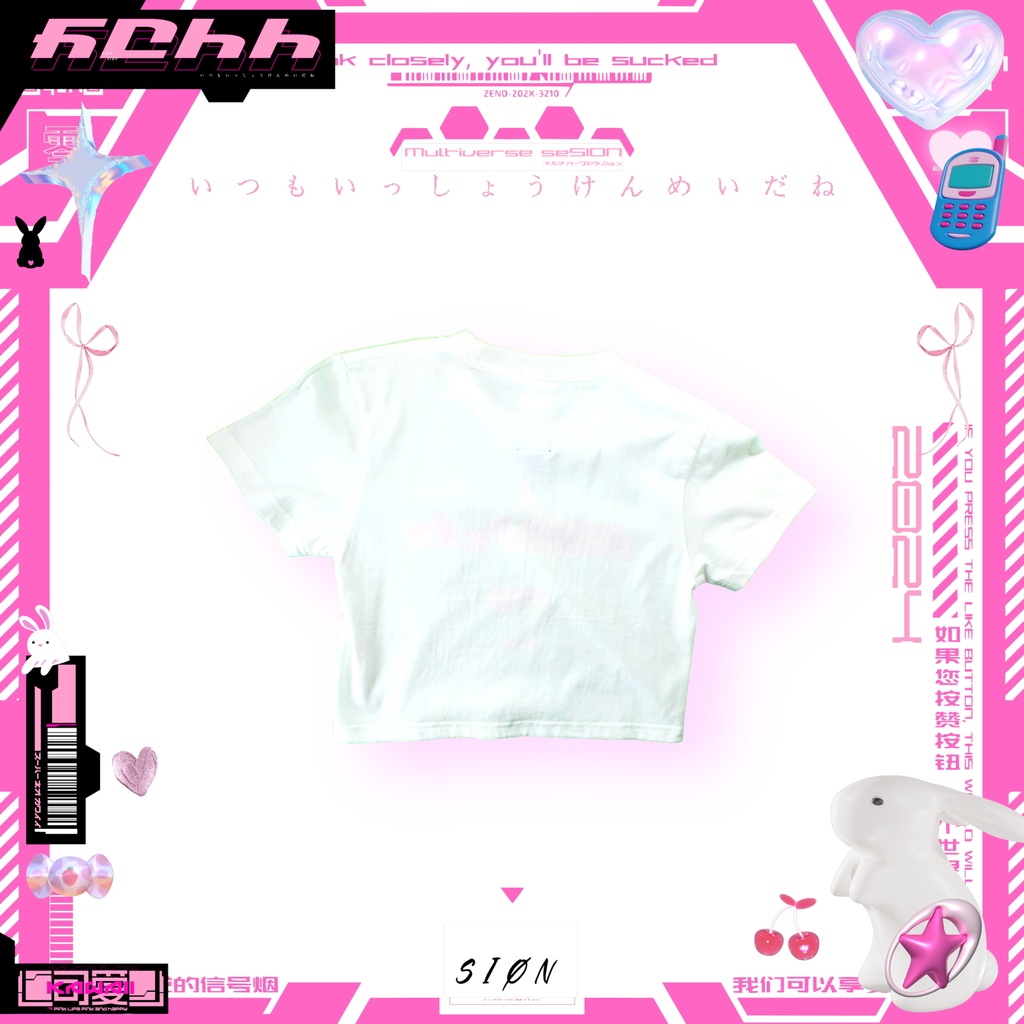 kawaii-クロップド Tシャツ ホワイト