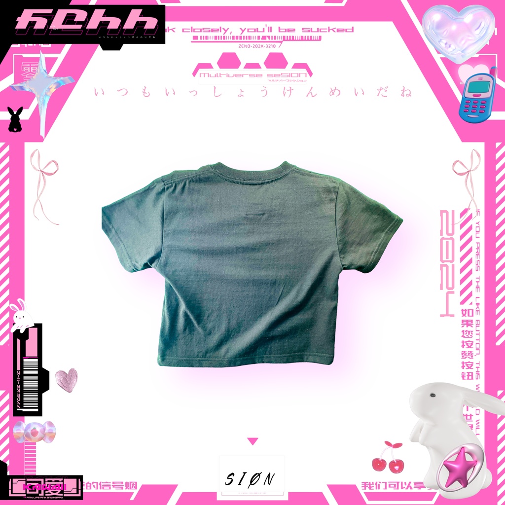 kawaii-クロップド Tシャツ ブラック