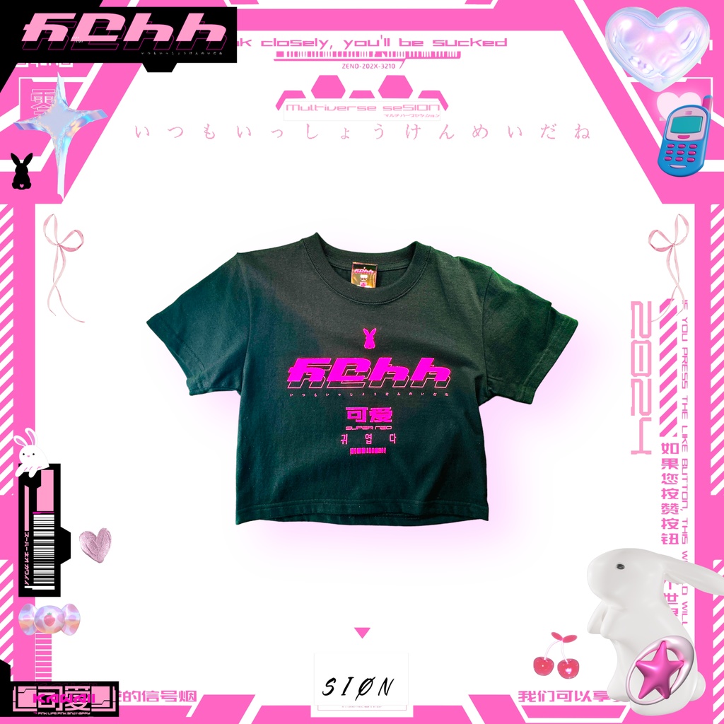 kawaii-クロップド Tシャツ ブラック