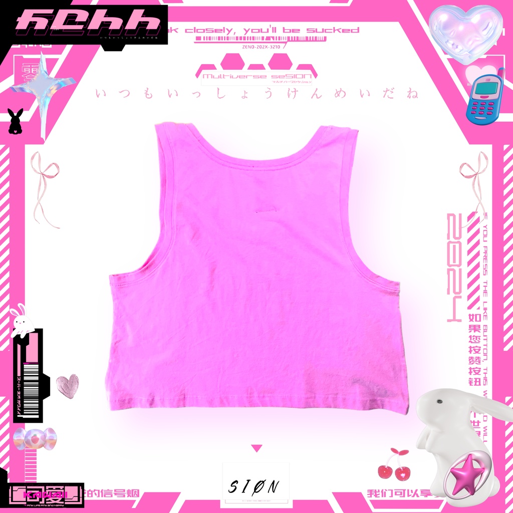 kawaii-クロップド タンクトップ ピンク