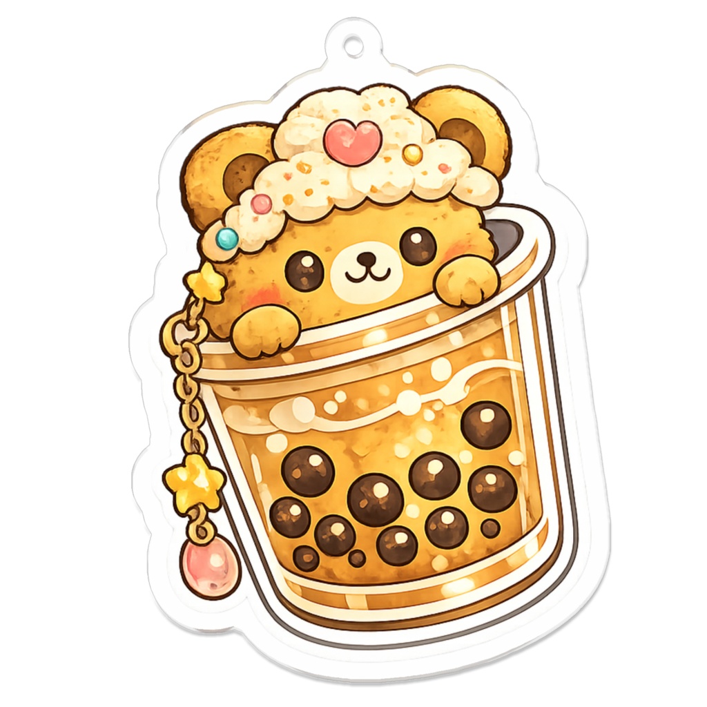 タピくま｜タピオカミルクティー アクリルキーホルダー（Smile factory オリジナルキャラクター）