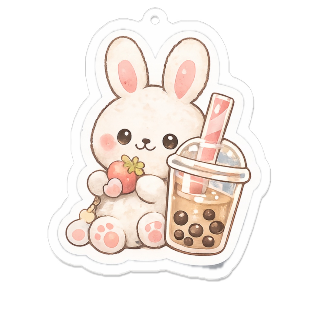 うさタピ｜いちごタピオカドリンク アクリルキーホルダー