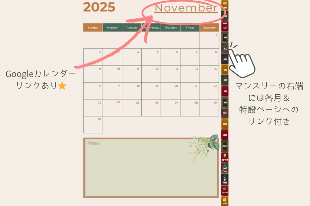 セルフケアデジタルプランナー2025.11‐2026.12
