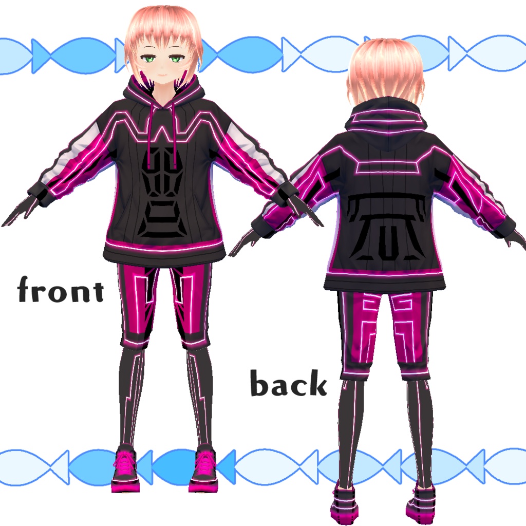 【#VRoid】サイバーなパーカーセット