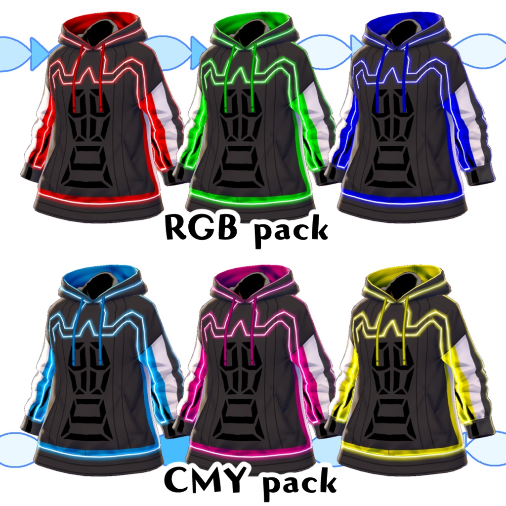 【#VRoid】サイバーなパーカーセット