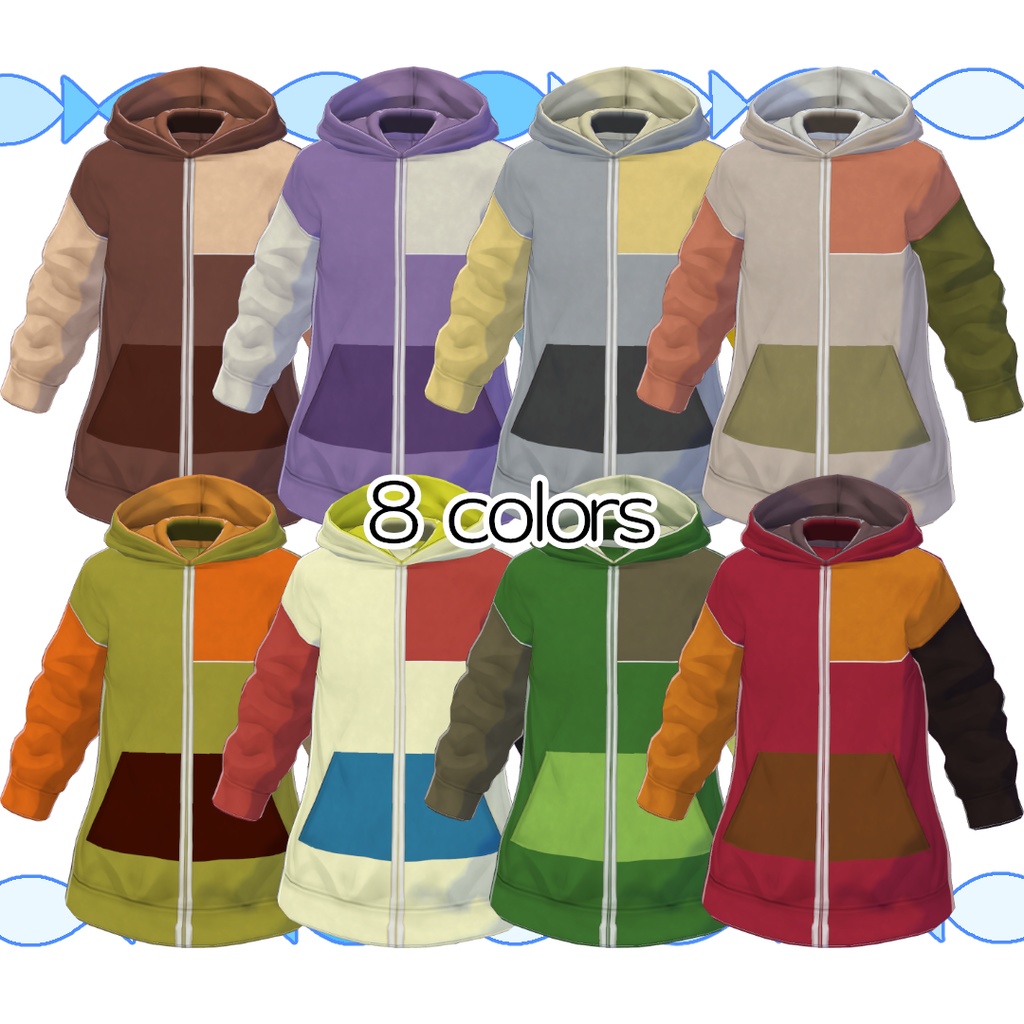 【#VRoid】カジュアルな切り替え柄パーカー