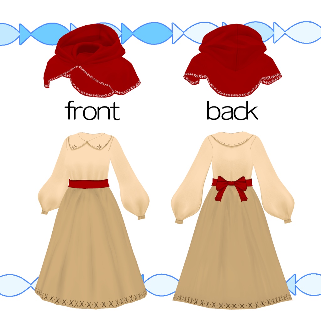【#VRoid】赤ずきんのケープワンピ