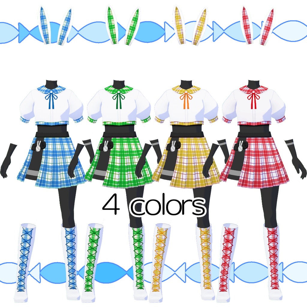 【#VRoid】うさぎのチェックコーデ