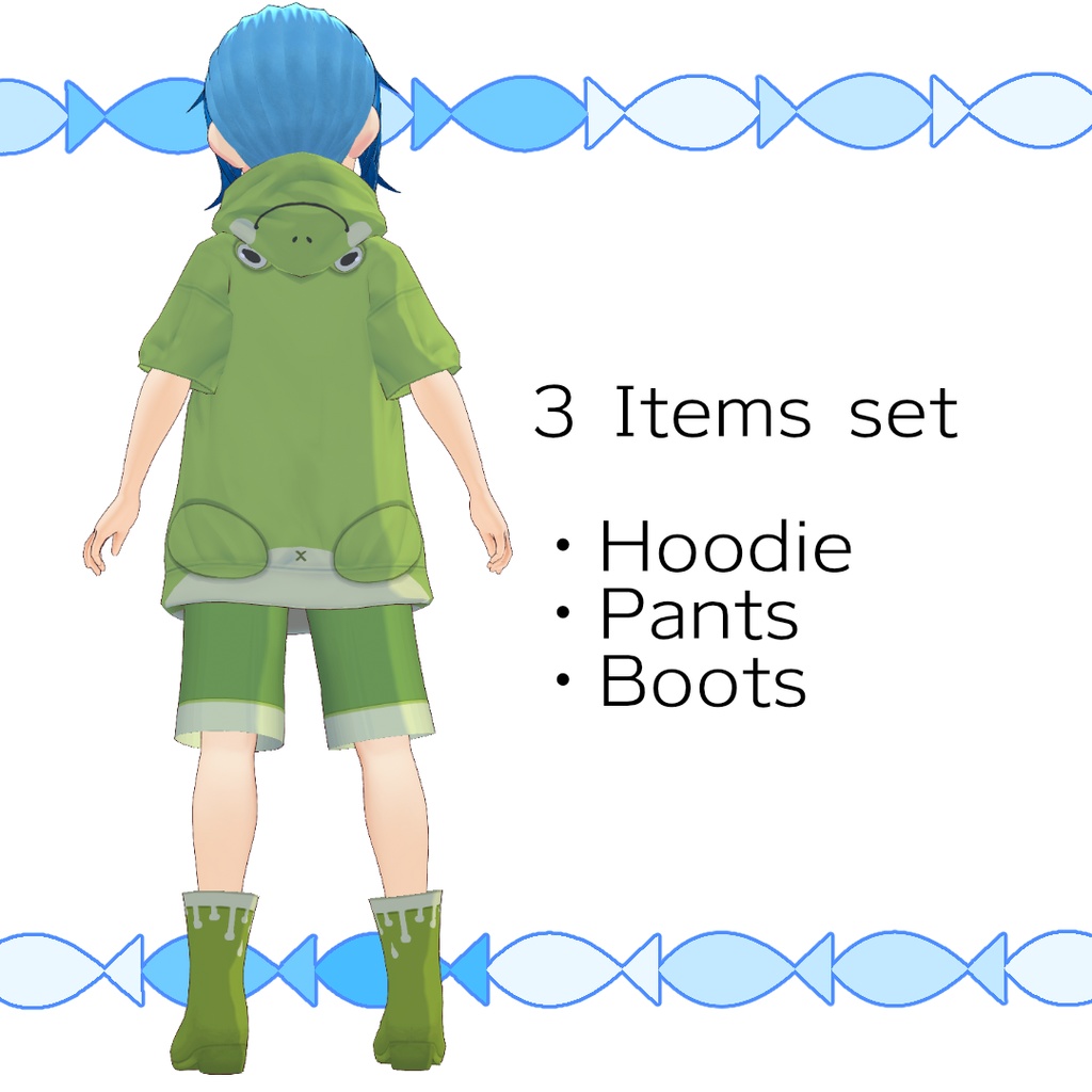 【#VRoid】かえるのレインコーデ