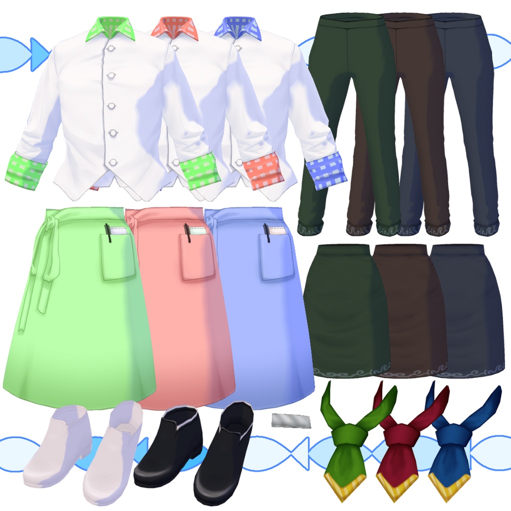 【#VRoid】シーサイドレストランの制服