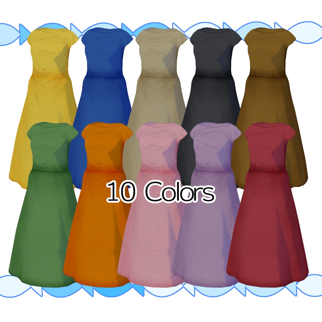 【#VRoid】シンプルなボートネックワンピース