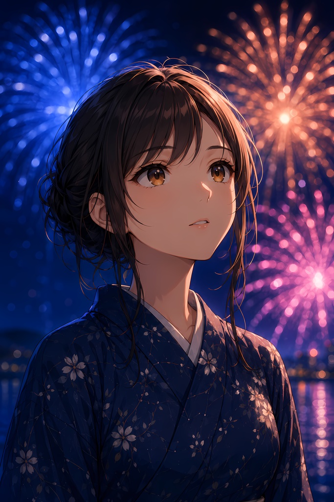 浴衣の彼女と過ごす夏の一日|和風イラスト9枚セット【商用利用OK】