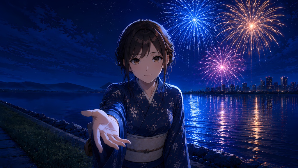 浴衣の彼女と過ごす夏の一日|和風イラスト9枚セット【商用利用OK】