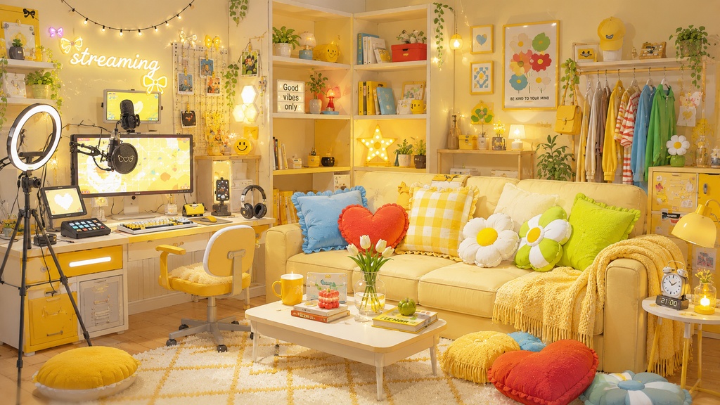 【配信背景】花×テントウムシの女の子の部屋【無料】
