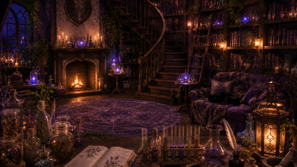 【配信背景】魔法使いの調合部屋【無料】