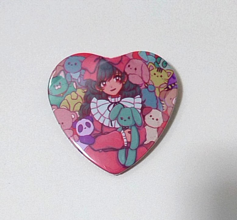 ハート缶バッジ（ぬいぐるみ）