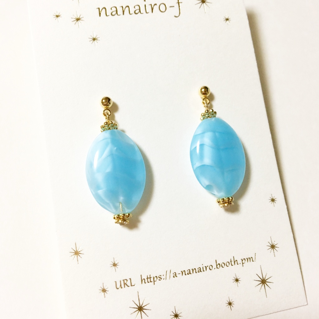 チェコアクア*ストライプピアス・イヤリング