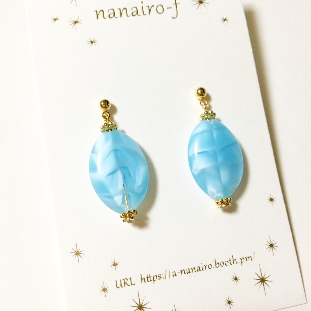 チェコアクア*ストライプピアス・イヤリング