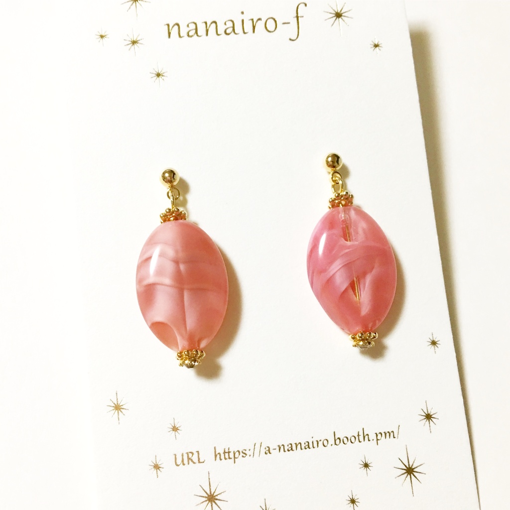 チェコピンク*ストライプピアス・イヤリング