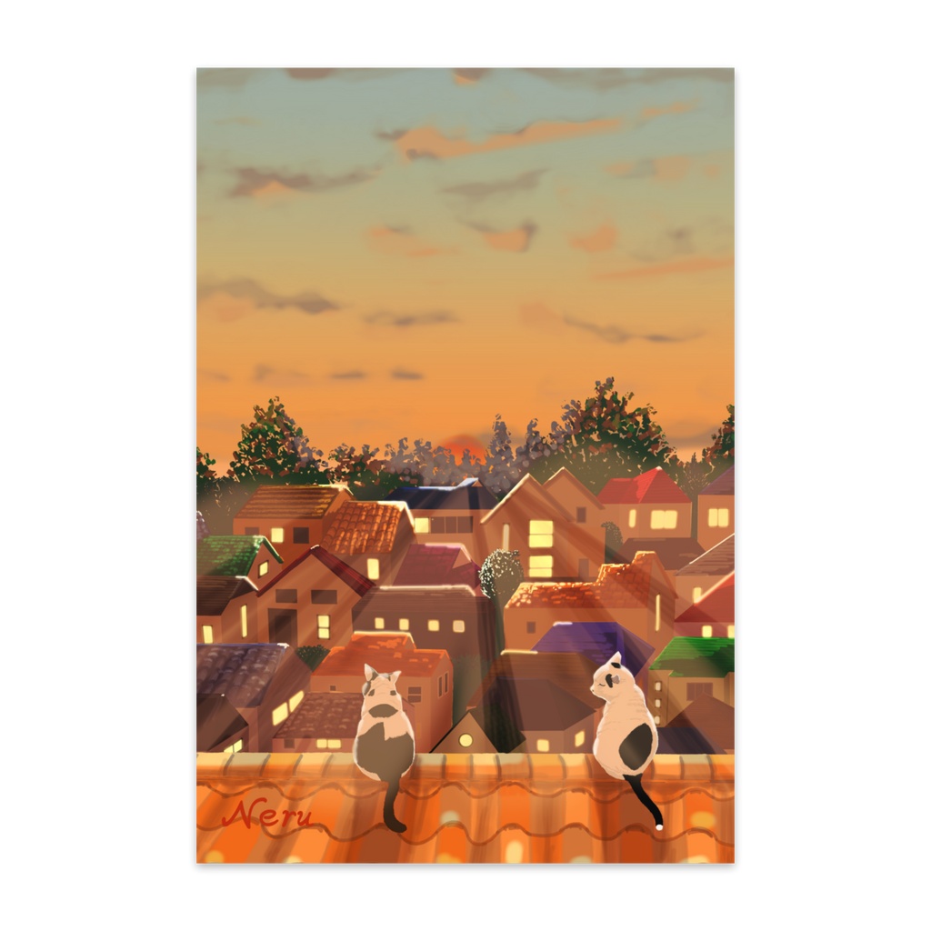 ポストカード『夕暮れの猫』