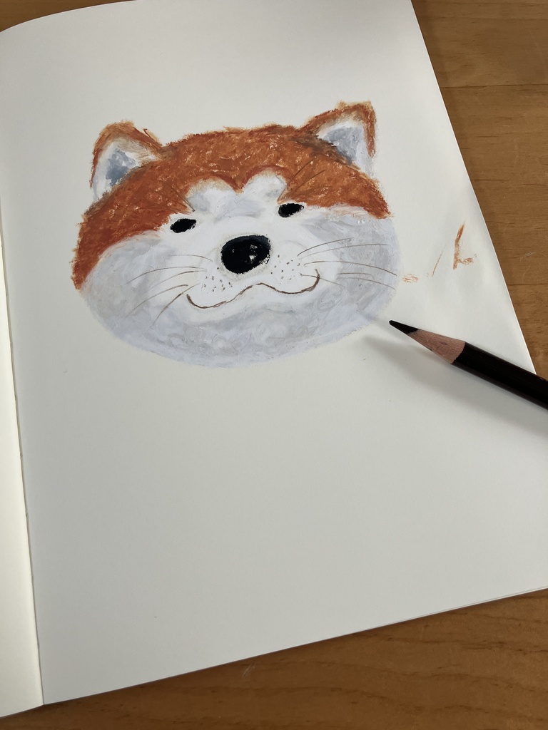 ふんわり柴犬「wanco」|手描きイラスト|オイルパステル