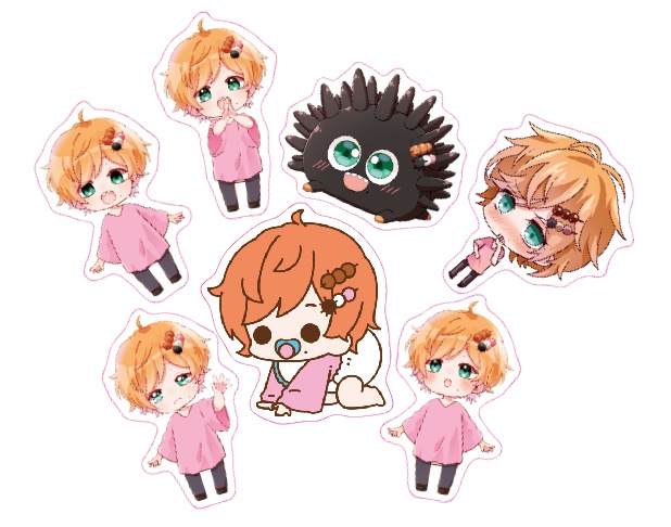 うにまみれフレークシール (7枚入セット)