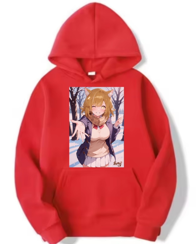 もんちゃんパーカー(イラスト二枚、サイズも胸囲88～、色も黒青白等)