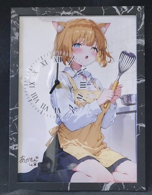 A4サイズの時計とイラストフレームセット(過去イラスト10枚付き)