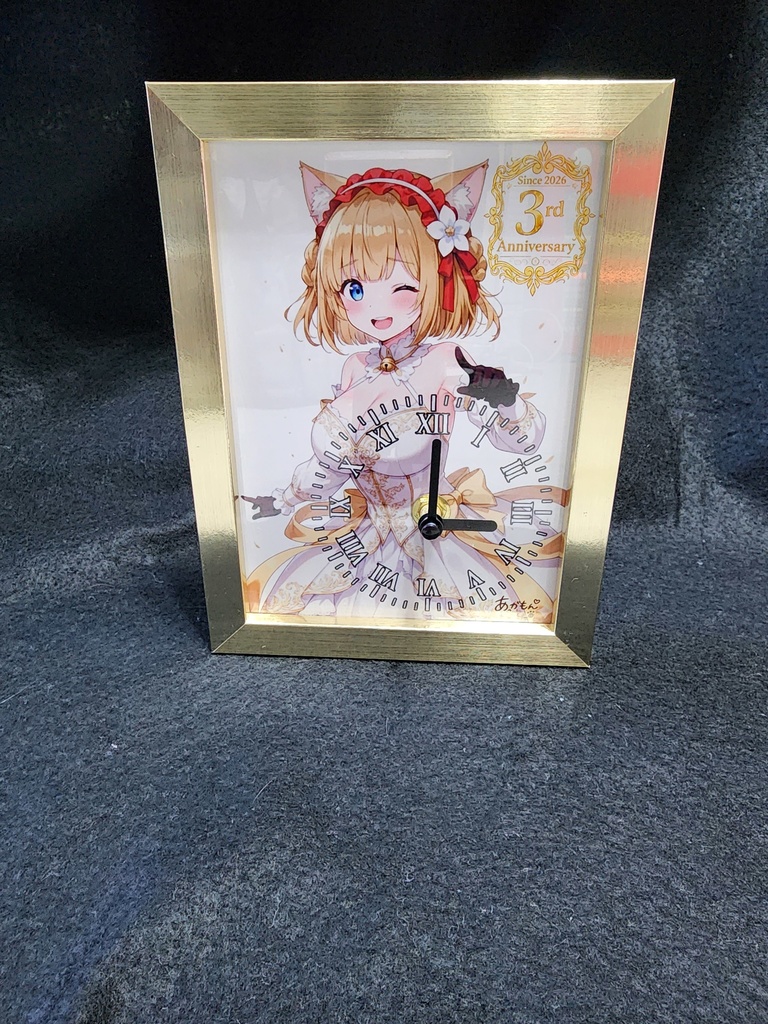 【数量限定・即売り切れ予定】3rd Anniversary もんがちゃんネクタイ黒白セット+時計&缶バッジ2種+過去イラスト10枚おまけ