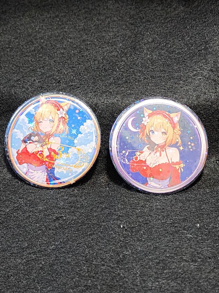 【数量限定・即売り切れ予定】3rd Anniversary もんがちゃんネクタイ黒白セット+時計&缶バッジ2種+過去イラスト10枚おまけ