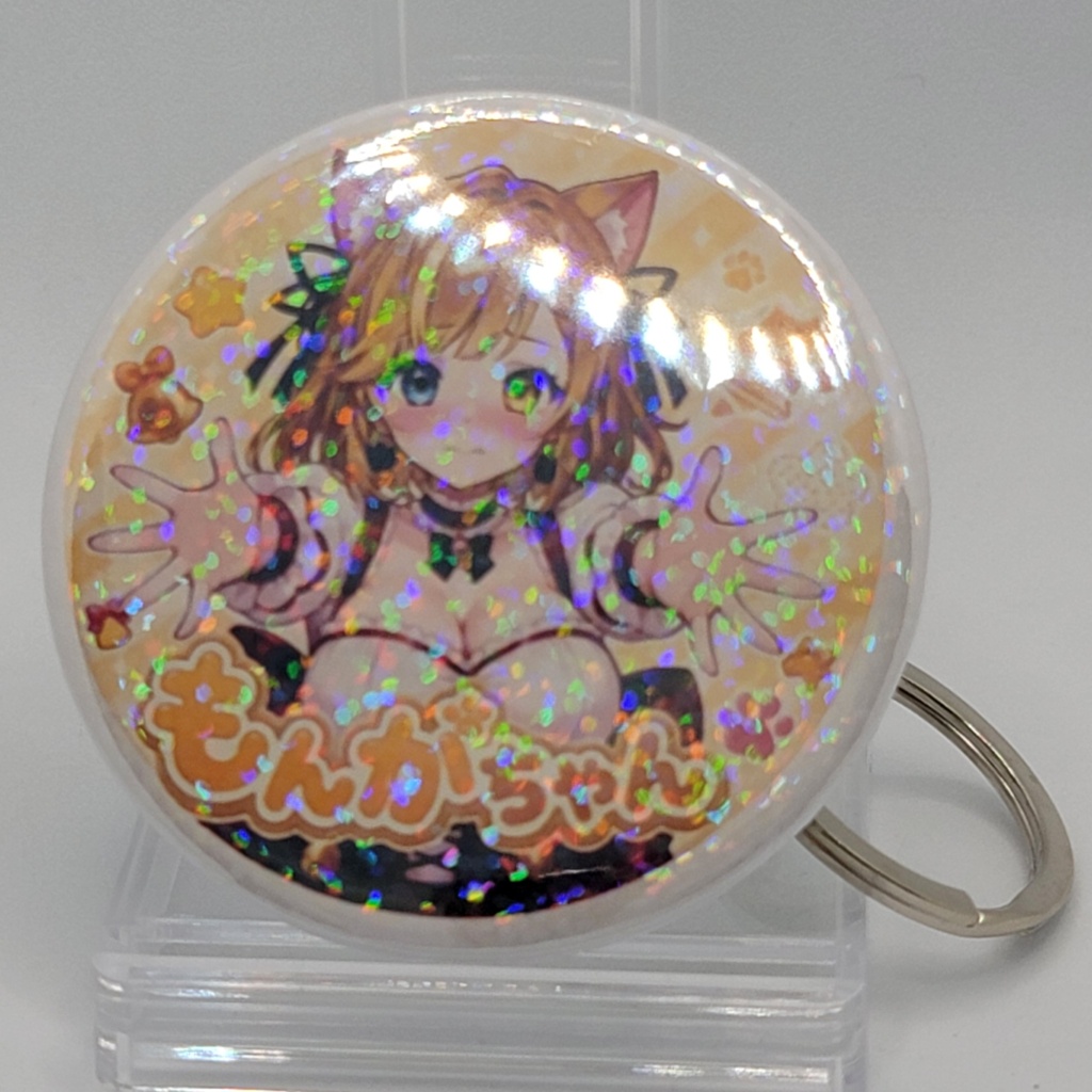 【新衣装記念】もんがちゃん プレミアム缶キーホルダー3種台座&シャツ&おまけ有り