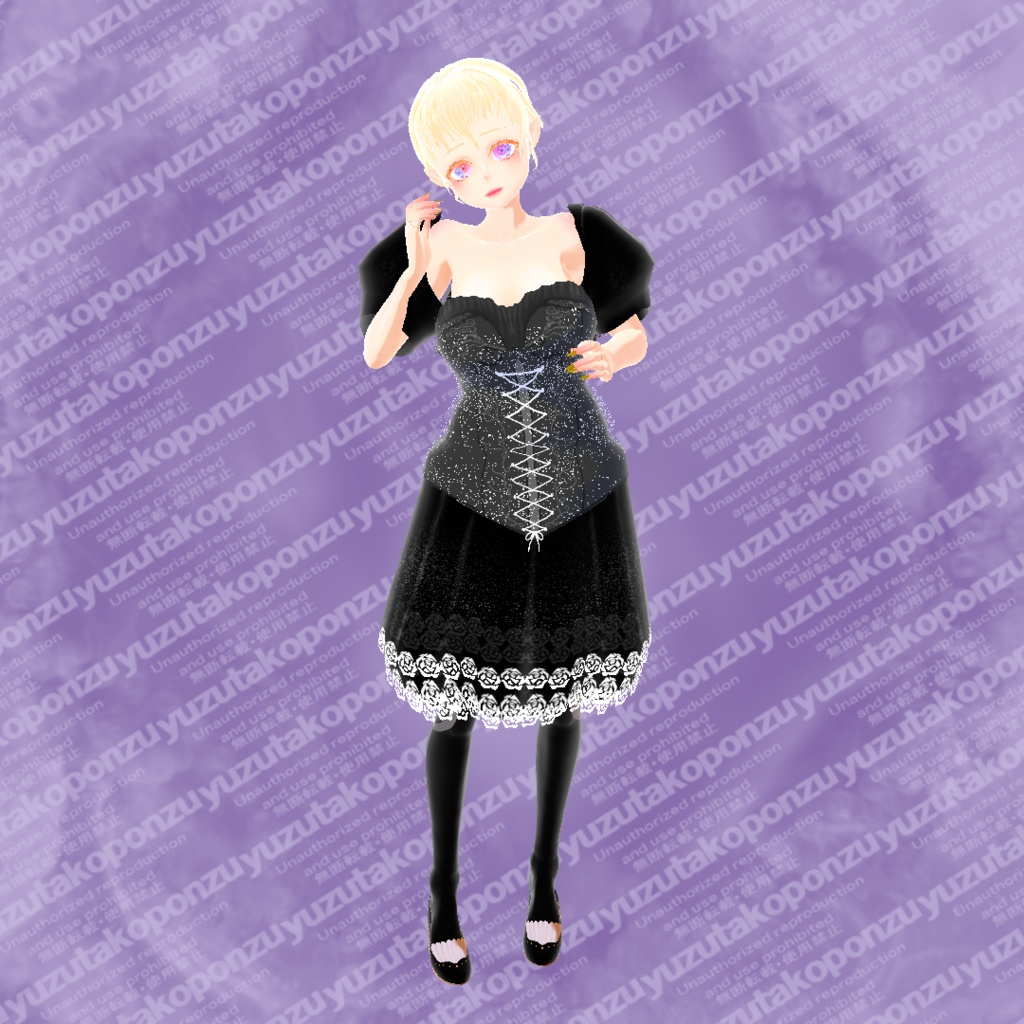 【vroid正式版】白と黒の魔女 ラメコルセットドレス