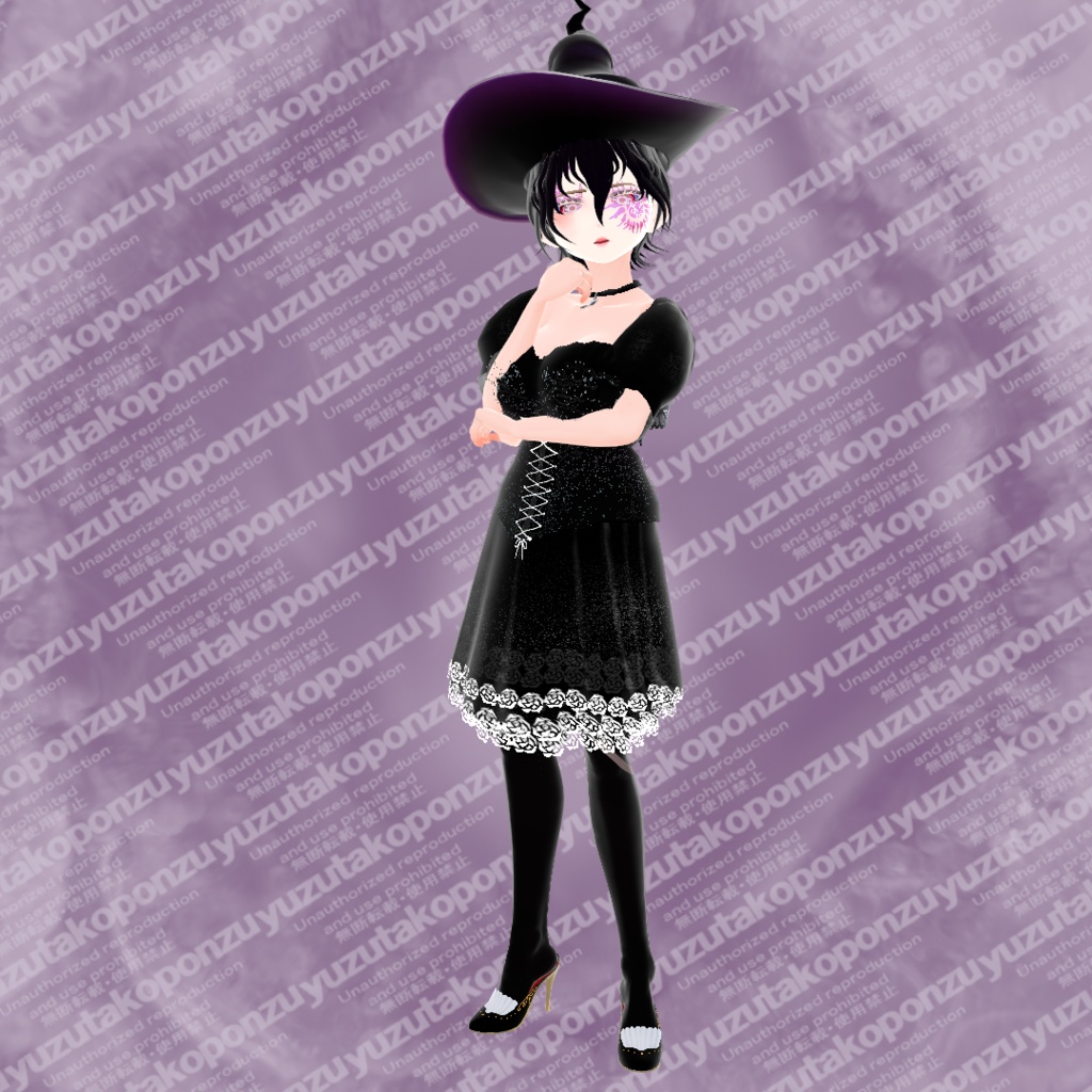 【vroid正式版】白と黒の魔女 ラメコルセットドレス