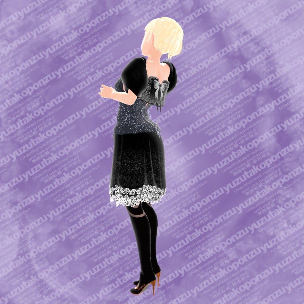 【vroid正式版】白と黒の魔女 ラメコルセットドレス