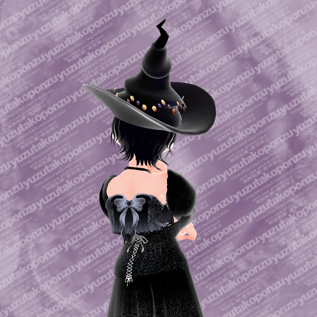 【vroid正式版】白と黒の魔女 ラメコルセットドレス