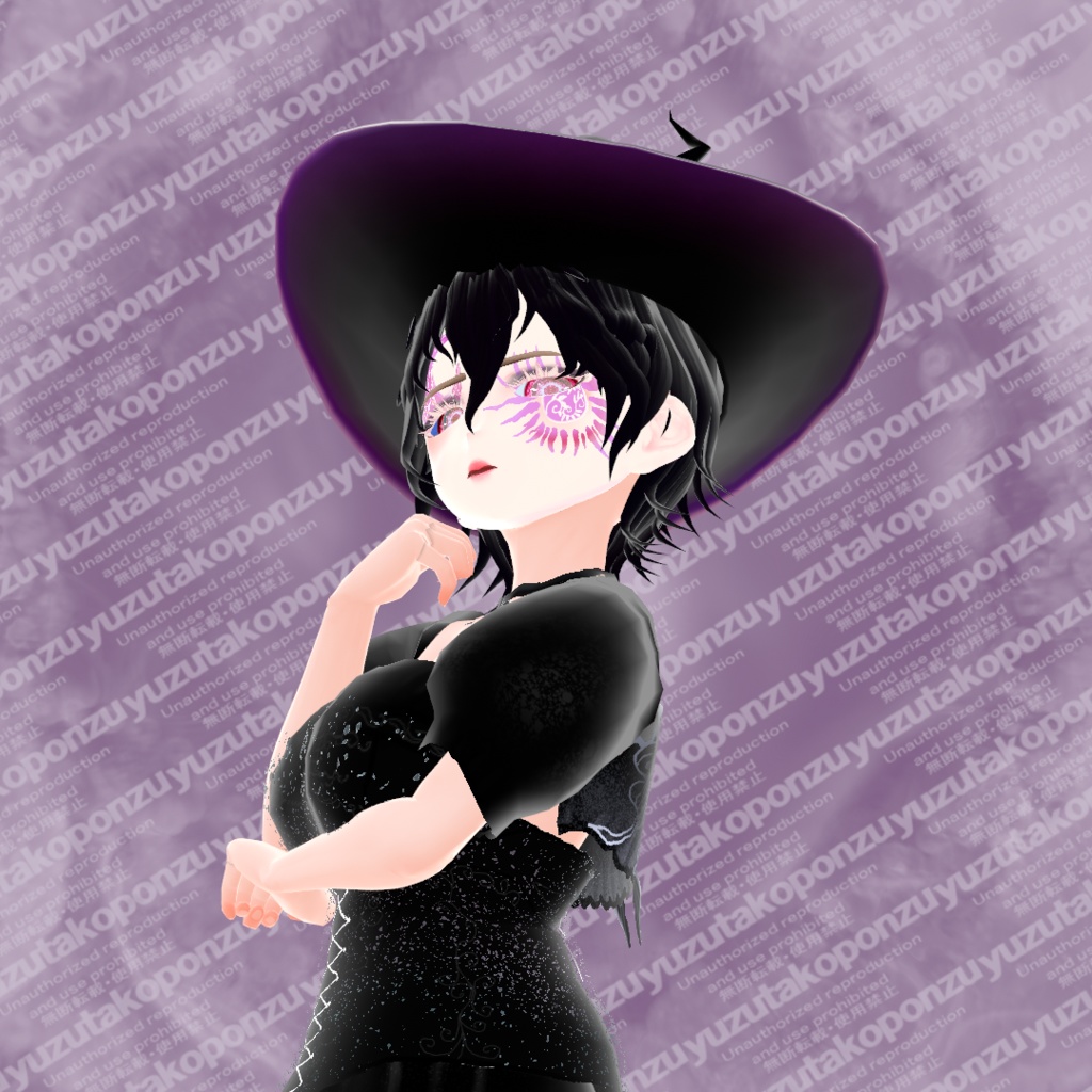 【vroid正式版】白と黒の魔女 ラメコルセットドレス