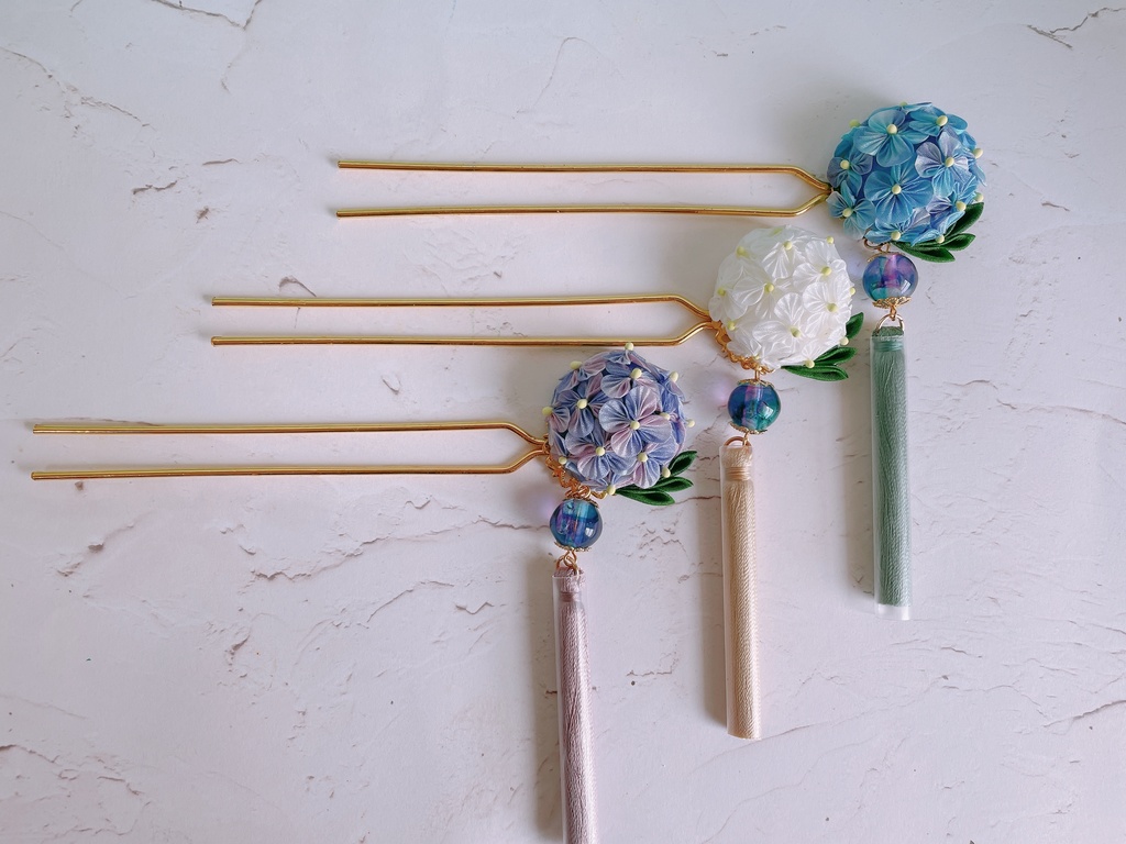 夏のお供に💠紫陽花のかんざし