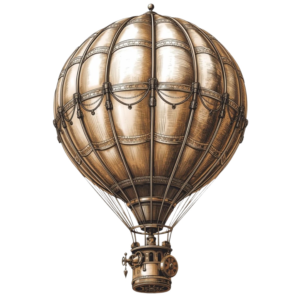 【Canva】スチームパンク風乗り物クリップアート12点セット|PNG背景透過