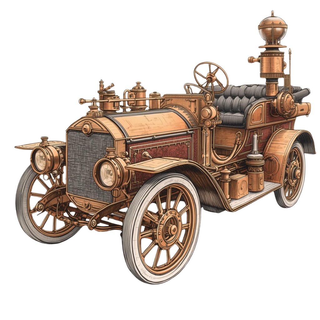 【Canva】スチームパンク風乗り物クリップアート12点セット|PNG背景透過