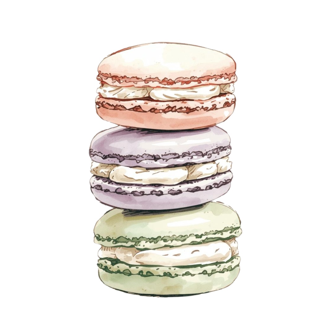 【Canva】水彩画風洋菓子クリップアート24点セット|PNG背景透過