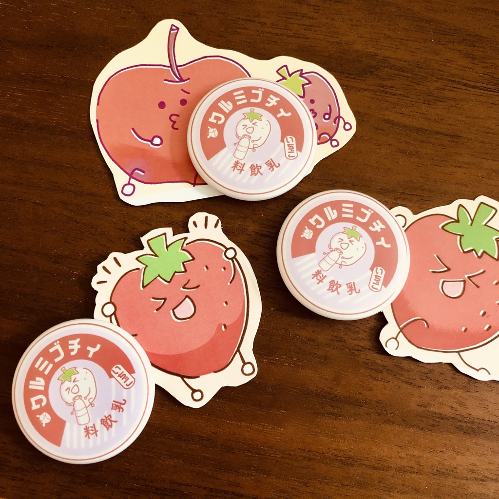 牛乳のフタ風缶バッジ