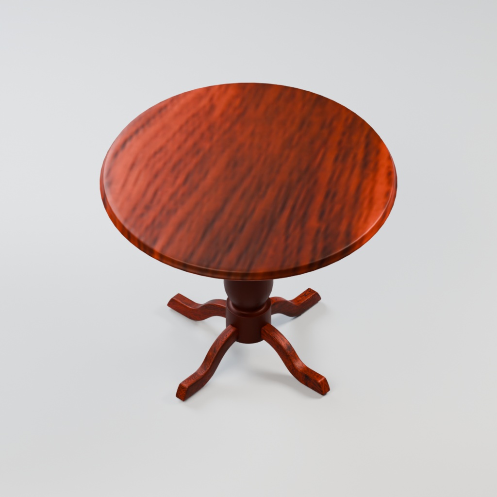【3Dモデル】Round Table|ローズウッド調の木製ラウンドテーブル【Blender】