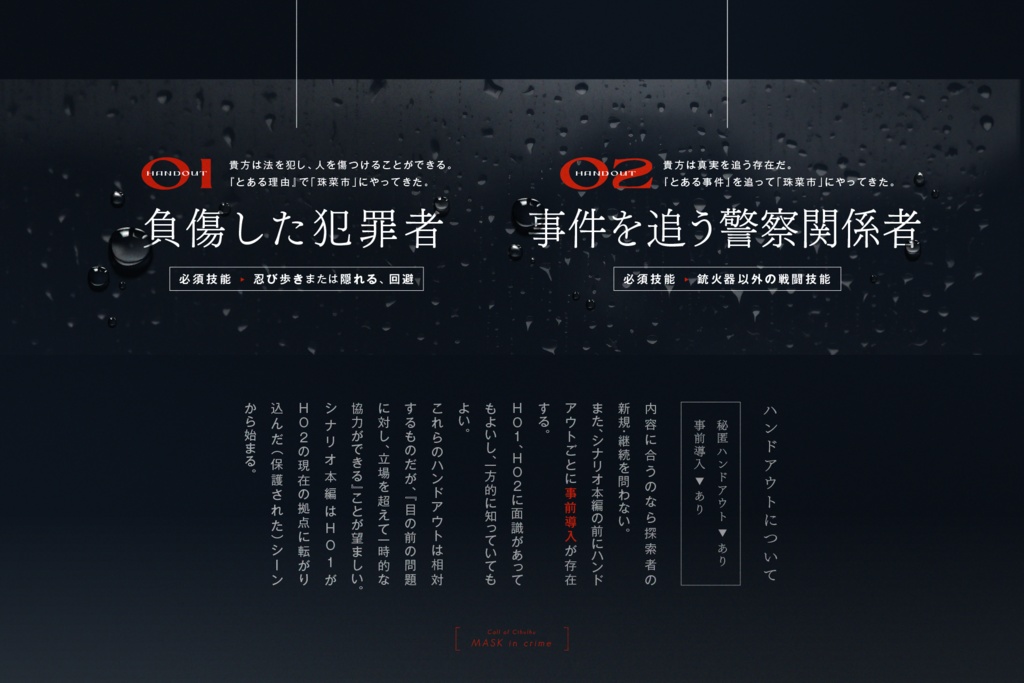 CoCシナリオ「マスク・インクライム」【SPLL:E197765】