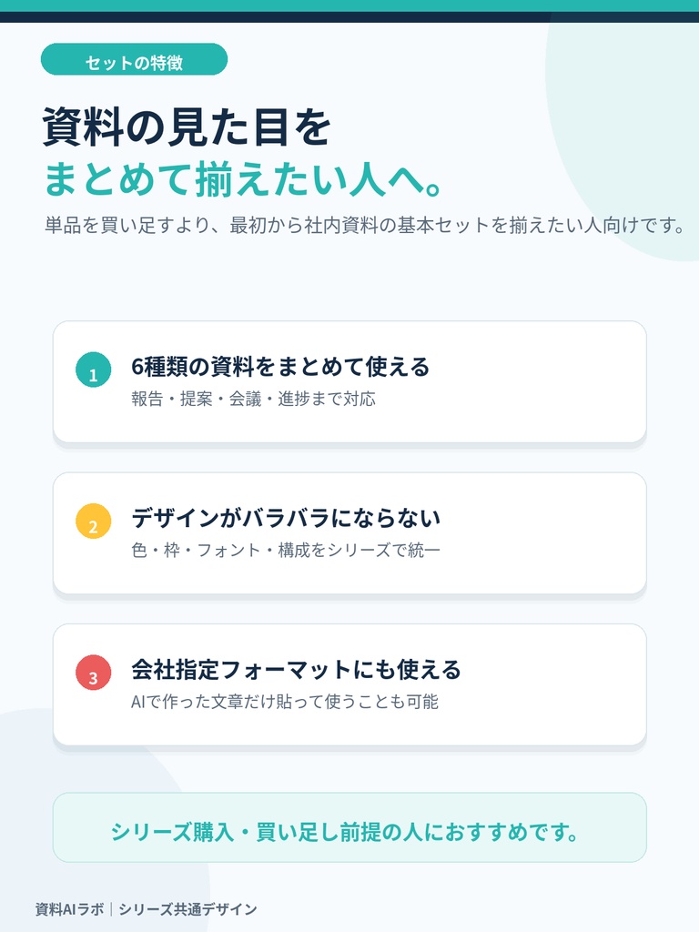 資料AIラボ 全部入り6点セット|月次報告・改善提案・営業提案・議事録・店舗アクション・KPI進捗
