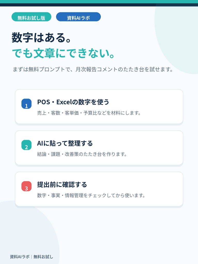 無料お試し|AI月次報告プロンプト&提出前チェックリスト
