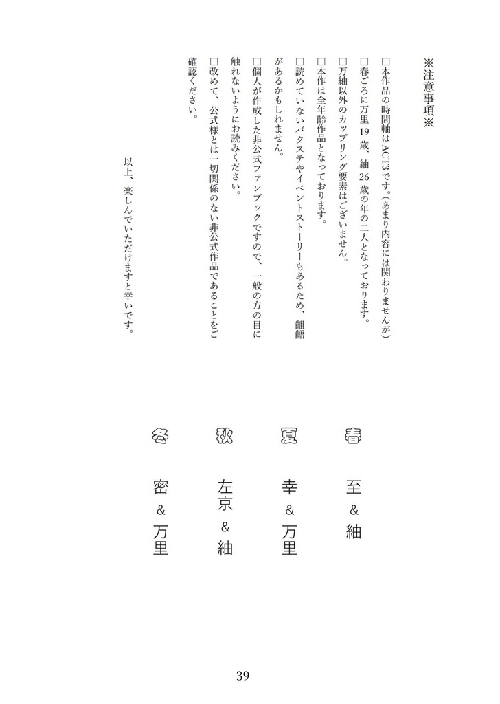 再録集 Curtain call!!