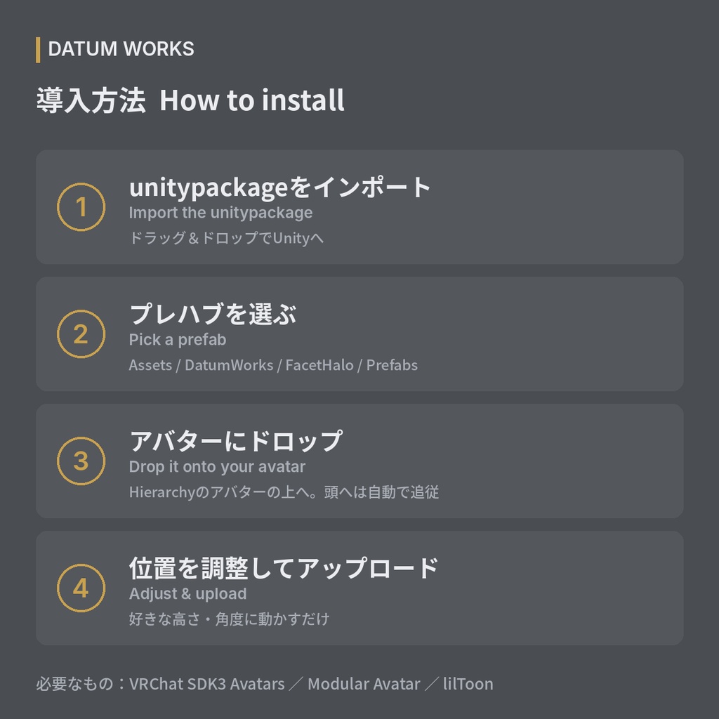 【無料】FACET HALO | 多面体ヘイロー【VRChat想定・汎用・MA対応】